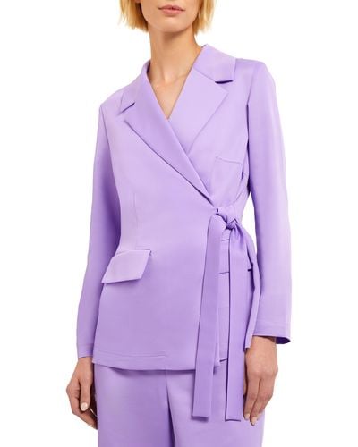 Misook Side Tie Blazer - Purple