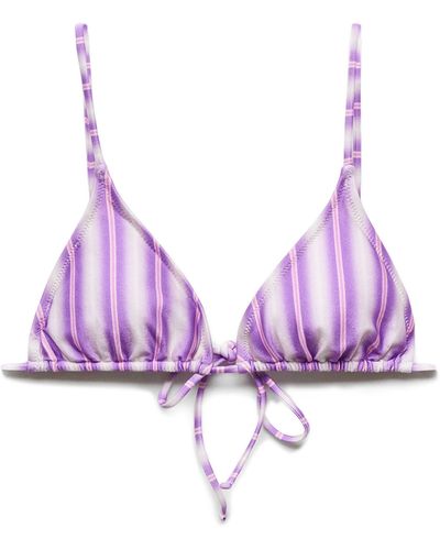 Mango Stripe Triangle Bikini Top - Purple
