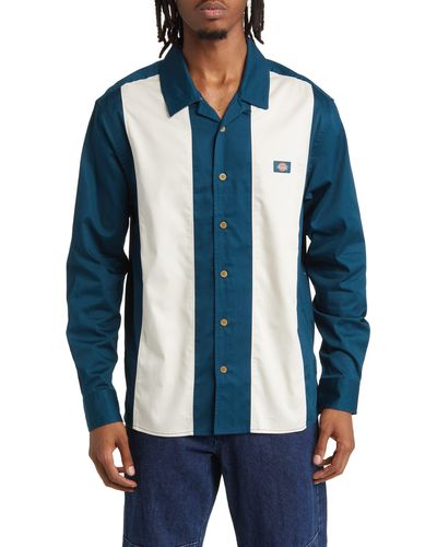 Dickies Westover Stripe Cotton Button-up Shirt - Blue