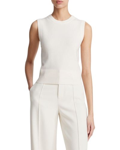Vince Sleeveless Wool & Cashmere Blend Sweater - White
