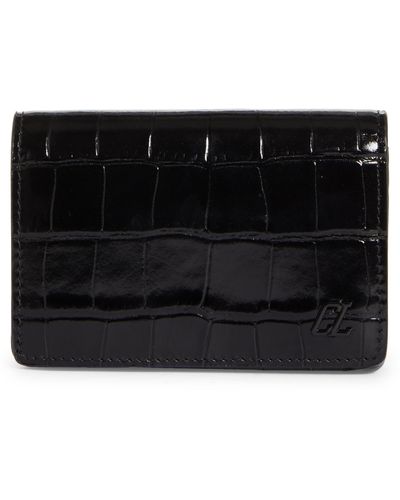Christian Louboutin Loubeka Croc Embossed Patent Leather Business Card Case - Black