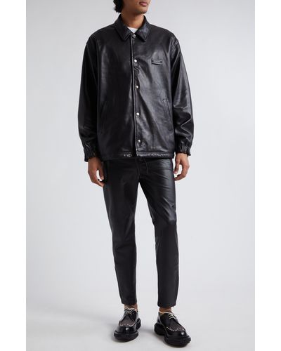 Undercover Snap-up Leather Jacket - Black