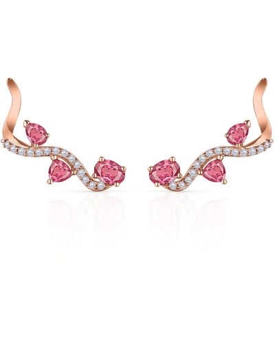 Hueb Mirage Pink Sapphire & Diamond Ear Crawlers