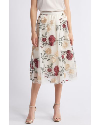 NIKKI LUND Virginia Floral Midi Skirt - Natural
