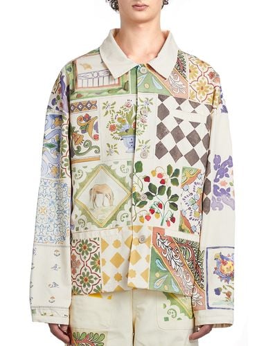 Profound Mosaic Print Shirt Jacket - Natural