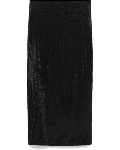 Mango Sequin Midi Skirt - Black