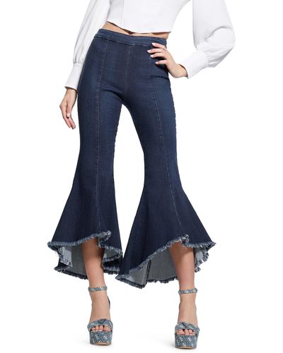 Guess Sofia 1981 Frayed Ankle Flare Jeans - Blue