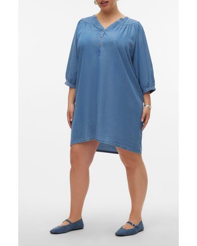 Vero Moda Bree Relaxed Chambray Tunic Dress - Blue
