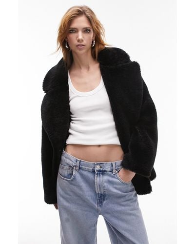 Topshop faux fur denim jacket sales