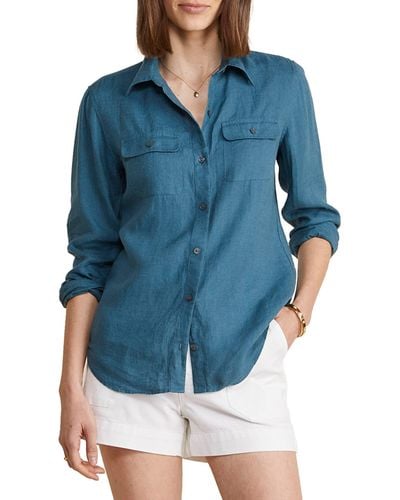 Vineyard Vines Long Sleeve Linen Button-up Shirt - Blue