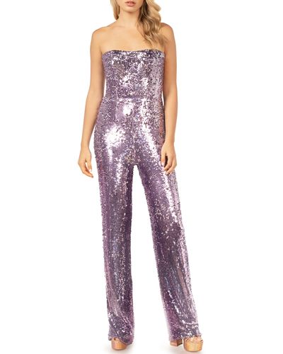 Dress the Population Andy Sequin Strapless Jumpsuit - Purple