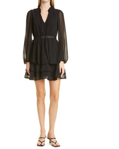 Jason Wu Collection Clip Dot Long Sleeve Chiffon Dress - Black