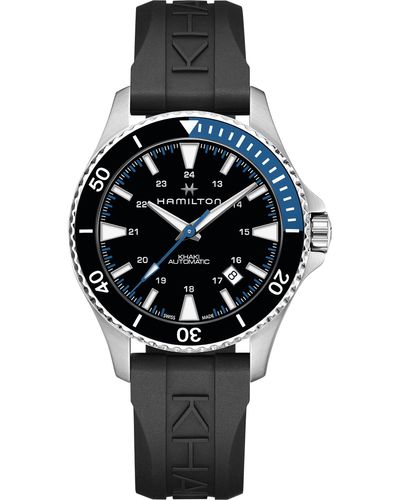 Hamilton Khaki Navy Automatic Rubber Strap Watch - Black