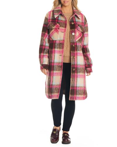 Sanctuary Plaid Longline Shacket - Red