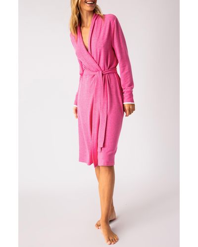 Pj Salvage Shawl Collar Knit Robe - Pink