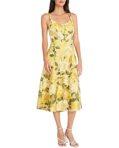 Maggy London Floral Print Fit & Flare Cocktail Dress - Yellow