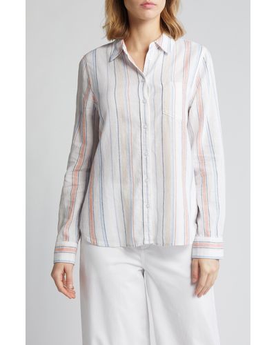 Caslon Caslon(r) Linen Blend Button-up Shirt - White