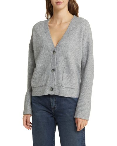 Nordstrom Boxy Rib Cardigan - Gray