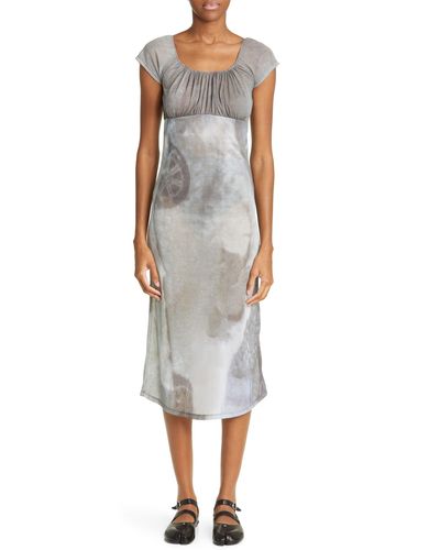 Paloma Wool Flip Sheer Cap Sleeve Organic Cotton Blend Midi Dress - Gray