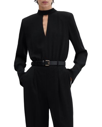 Mango Belted Long Sleeve Jumpsuit - Black
