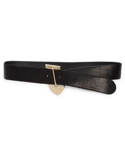Raina Asymmetric Leather Belt - Black