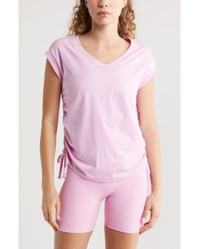 Zella Cinchy Cinched Side Pima Cotton T-shirt - Pink