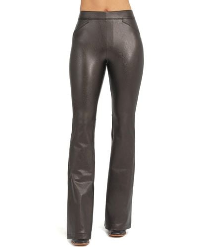 Spanx Faux Leather Flare Leg Pull-on Pants - Gray