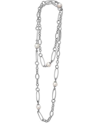 Lagos Luna Freshwater Pearl Station Necklace - White