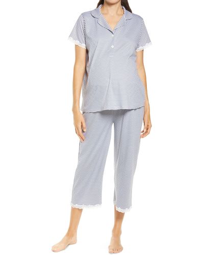 Belabumbum Ashley Maternity/nursing Capri Pajamas - Blue