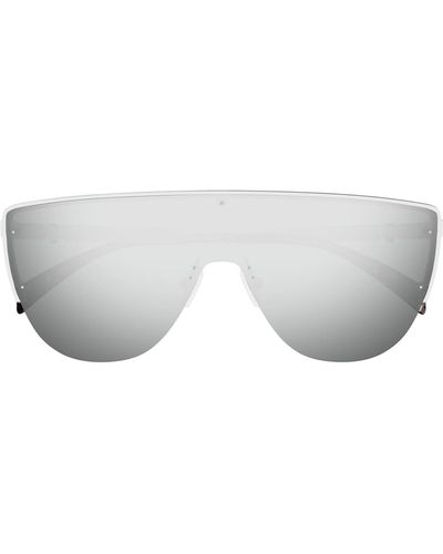 Alexander McQueen 99mm Oversize Mask Sunglasses - White