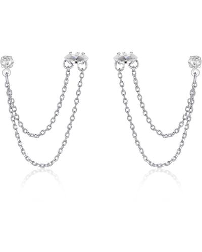 Ettika Double Piercing Chain Drop Earrings - Metallic
