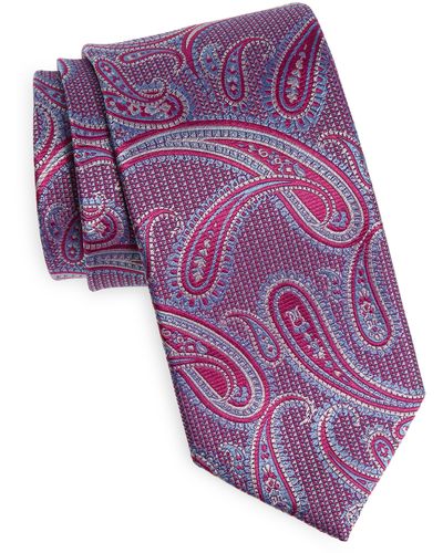 David Donahue Paisley Silk Tie - Purple