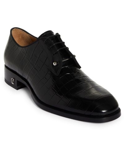 Christian Louboutin Chambeliss Croc Embossed Derby - Black