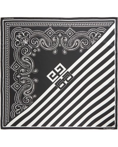 Givenchy Stripe & Bandana Print Silk Scarf - Black