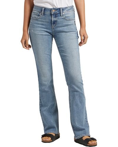 Silver Jeans Co. Elyse Mid Rise Slim Bootcut Jeans - Blue