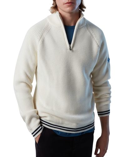 North Sails Half Zip Wool Blend Sweater - Gray