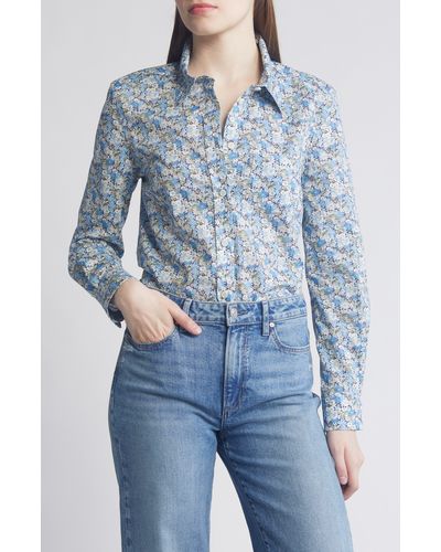 Liberty Floral Fitted Button-up Shirt - Blue