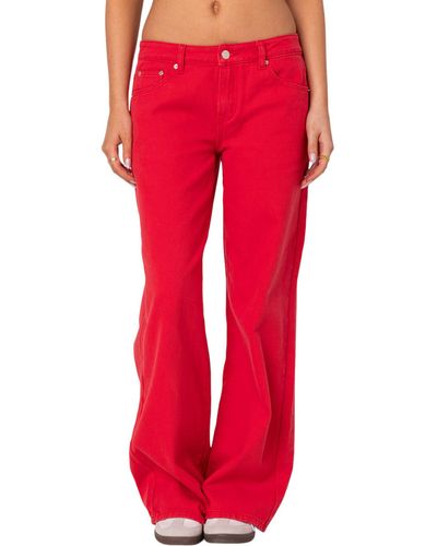 Edikted Roman Flare Jeans - Red