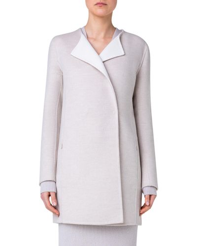 Akris Double Face Virgin Wool & Cashmere Reversible Coat - White