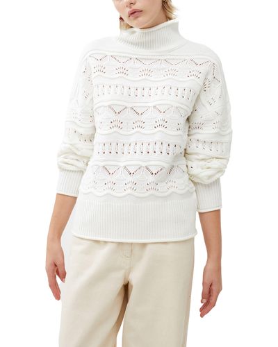 French Connection Linney Pointelle Stitch Turtleneck Sweater - White