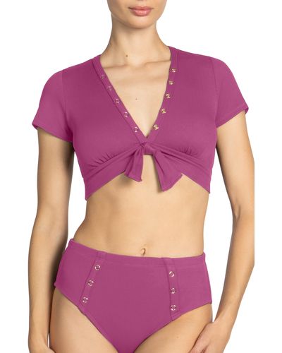 Robin Piccone Amy Crop Bikini Top - Purple