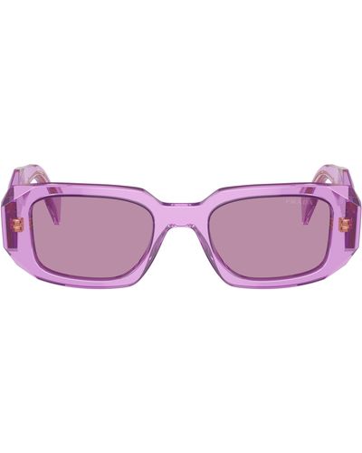 Prada 51mm Mirrored Rectangular Sunglasses - Purple