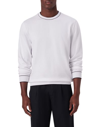 Bugatchi Tipped Cotton Blend Sweater - White