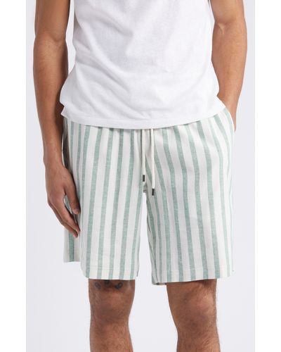 Daniel Buchler Stripe Linen & Cotton Pajama Shorts - White