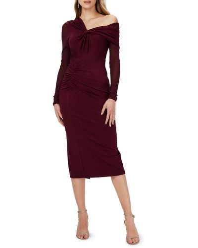 Diane von Furstenberg Rich One-shoulder Long Sleeve Body-con Dress - Red