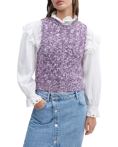 Mango Crop Sweater Vest - Purple