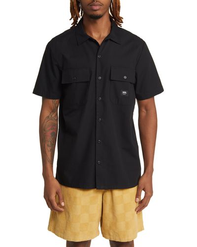 Vans Smith Ii Classic Fit Short Sleeve Button-up Shirt - Black