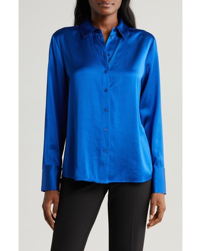 Nordstrom Satin Shirt - Blue