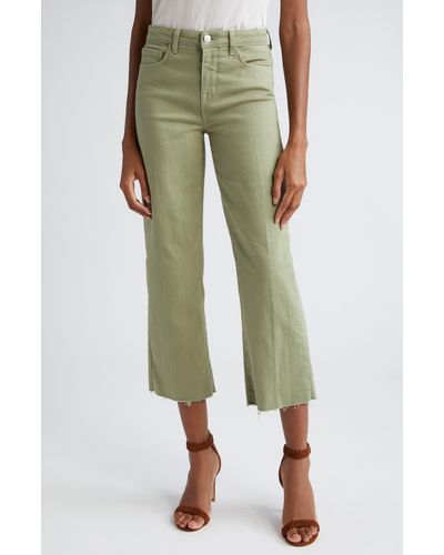 L'Agence Wanda High Waist Crop Wide Leg Pants - Green