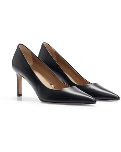 BOSS - Block-heel pumps in suede with pointed toe